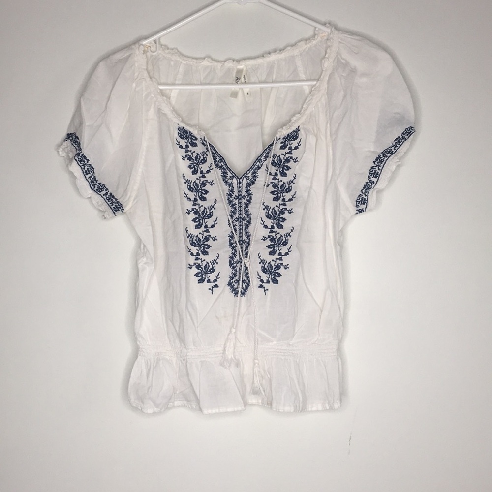 Bohemian style top with roused waist